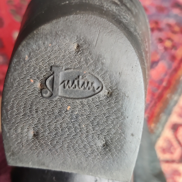 Vintage - Black leather Cowboy boots 'Justin' Very Good condition. Leather sole. - Picture 5 of 16